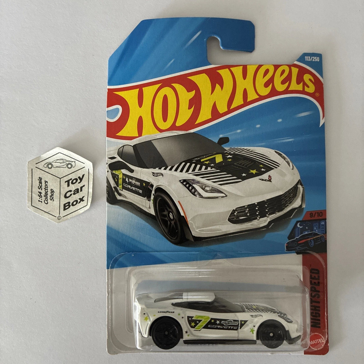 2026 HOT WHEELS #113 - Corvette C7 Z06 (White #9 Nightspeed - Long Card) A80