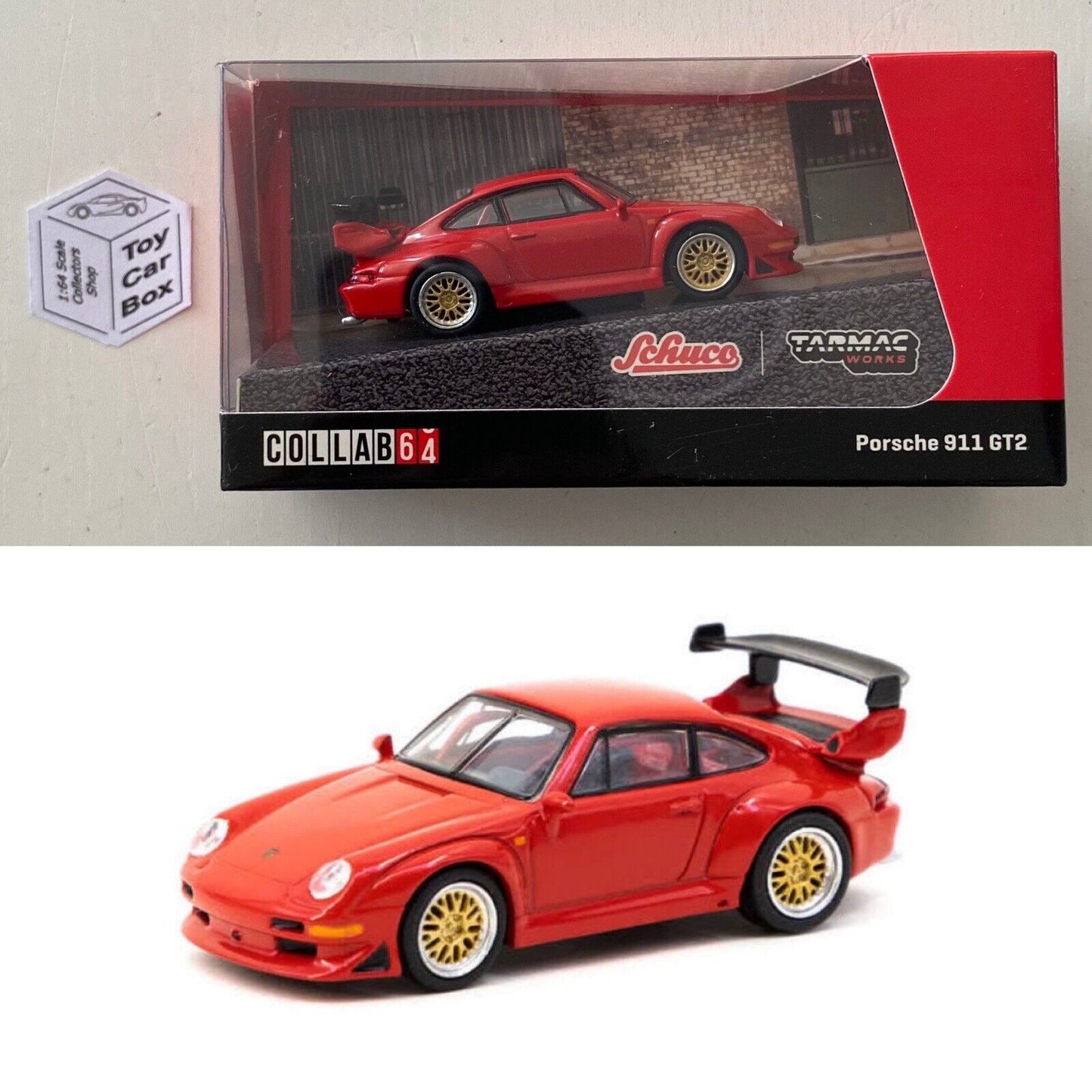 TARMAC / SCHUCO - Porsche 911 GT2 (Red - 1/64 Scale) N07g