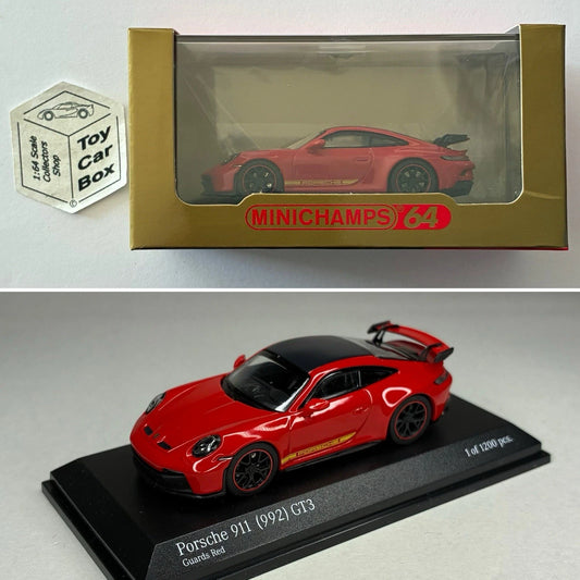 MINICHAMPS 64 - Porsche 911 (992) GT3 (Red - 1:64 - Display Box) T50g