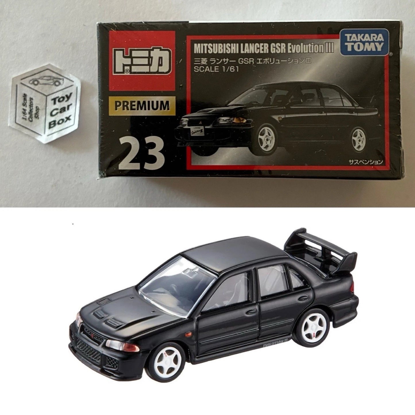 TOMICA Premium #23 - Mitsubishi Lancer GSR Evo III (Black - 1/61 Scsle) G50g