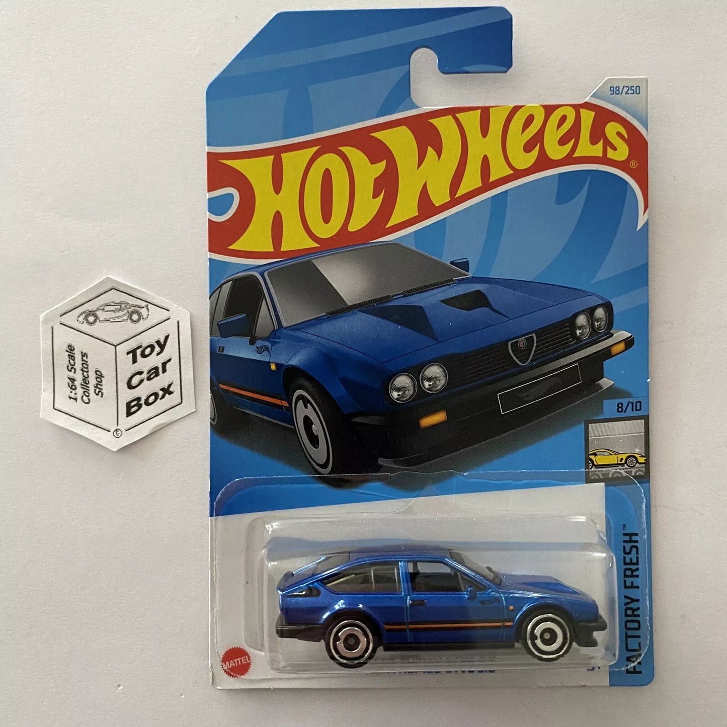 2024 HOT WHEELS #98 - Alfa Romeo GTV6 3.0 (Blue #8 Factory Fresh- Long Card) B00