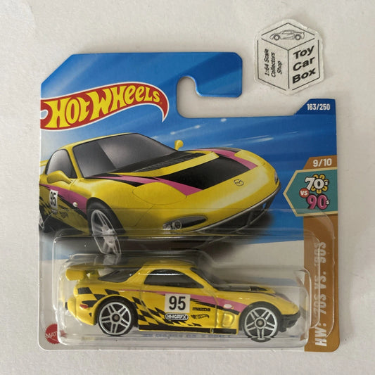 2025 HOT WHEELS #163 - ‘95 Mazda RX-7 Drift (Yellow #9 70s Vs 90s Short Card) A48