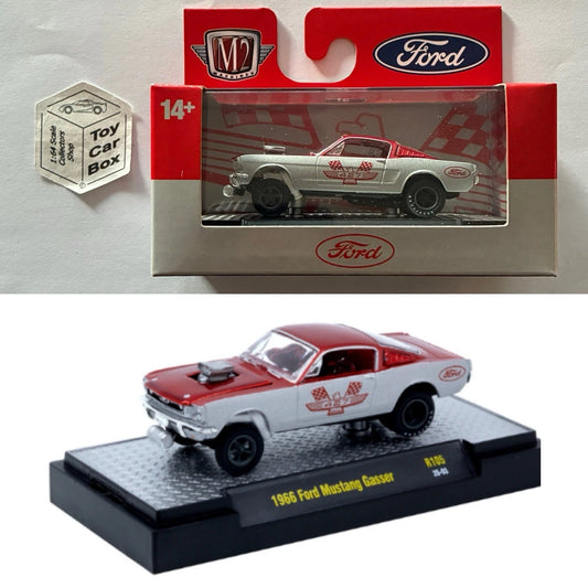 M2 MACHINES - 1966 Ford Mustang Gasser (Red & Grey - Auto Thentics R105) L92g