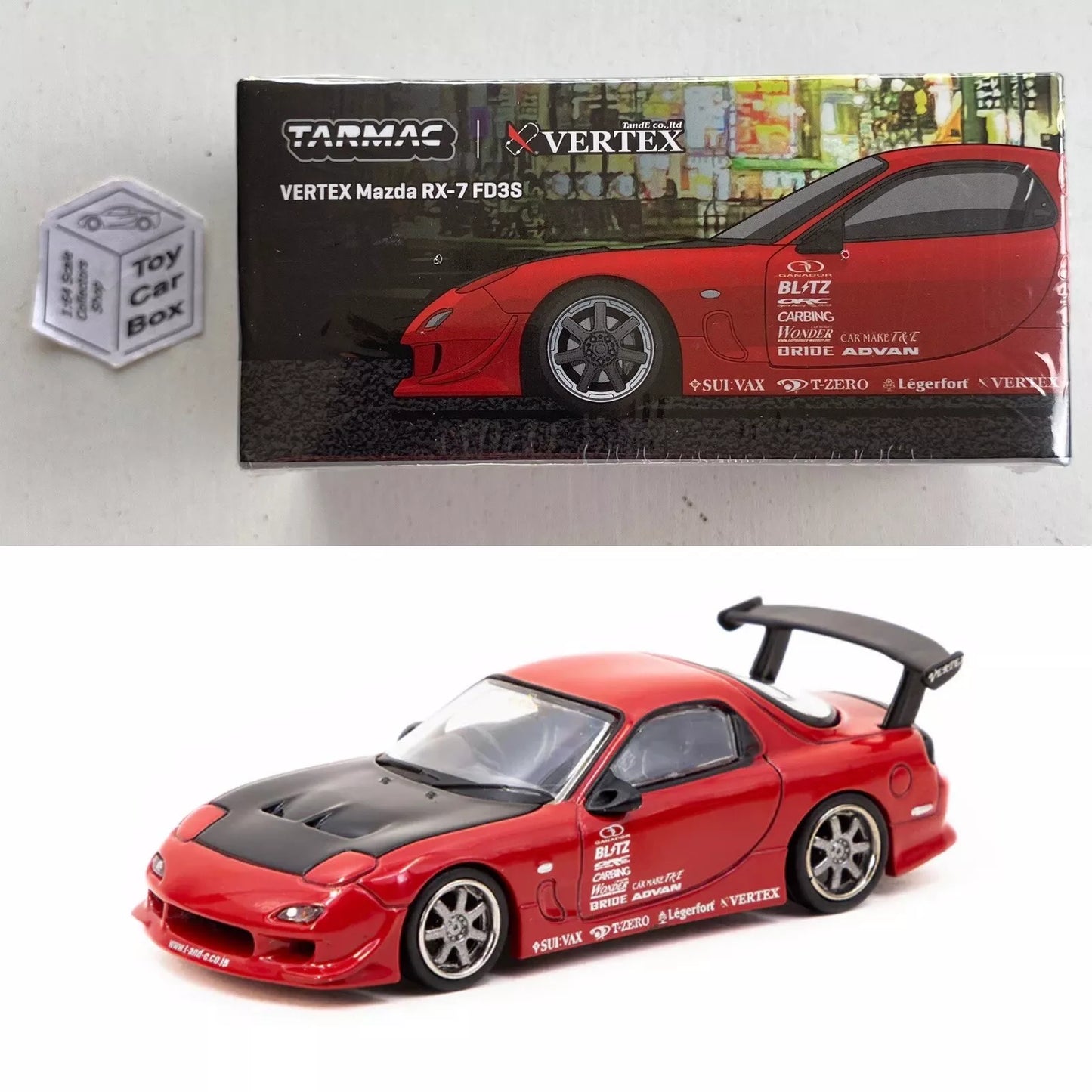 TARMAC - Vertex Mazda RX-7 FD3S (Red - 1/64 Scale - Boxed) P45