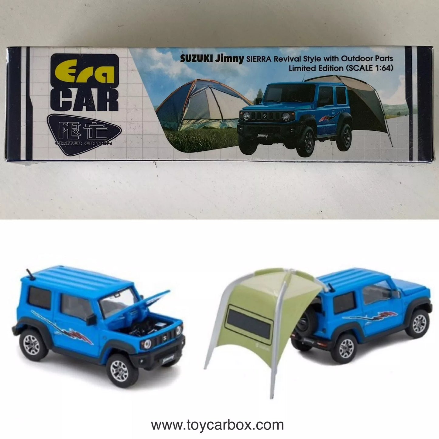 ERA CAR - Suzuki Jimny Sierra Revival with Outdoor Parts (1:64 Scale- Blue) H93g