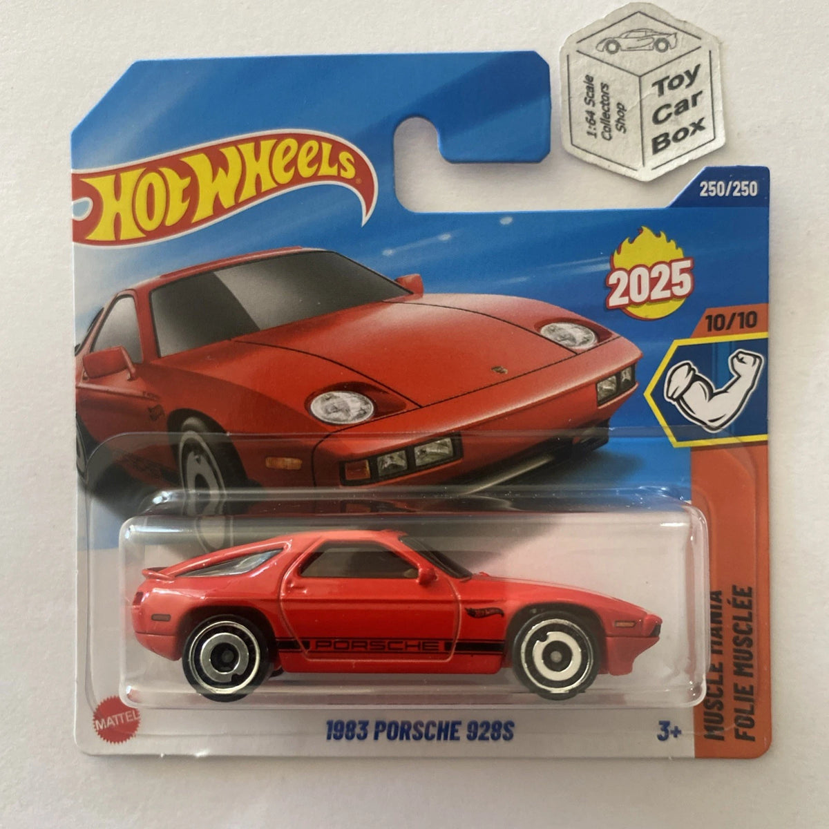 2025 HOT WHEELS #250 - 1983 Porsche 928S (Red #10 Muscle Mania - Short Card) C00