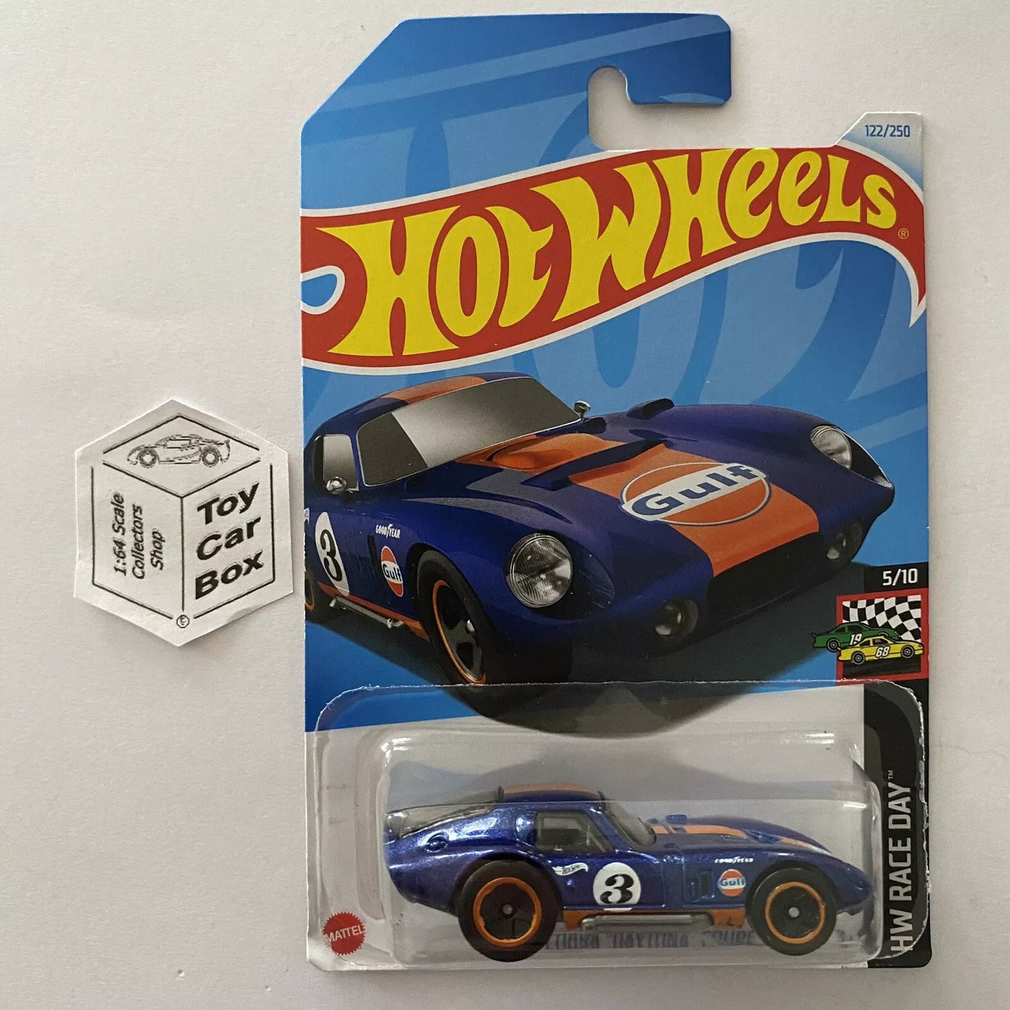 2024 HOT WHEELS #122 - Shelby Cobra “Daytona” (Dark Blue #5 Race Day - Long) A80