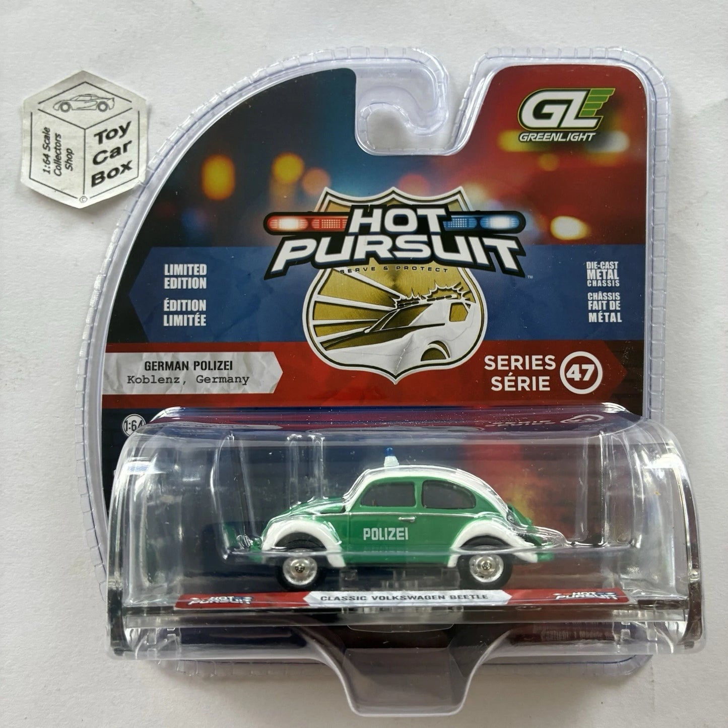 GREENLIGHT - Classic Volkswagen VW Beetle (German Polizei- Hot Pursuit S47) J45g
