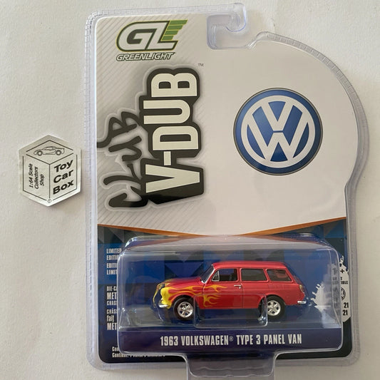 GREENLIGHT - 1963 Volkswagen Type 3 Panel Van (Red - Club V-Dub S 21) J38g