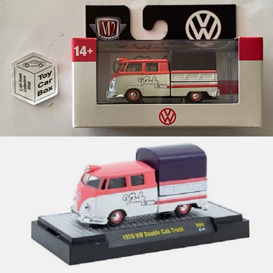 M2 MACHINES - 1959 VW Double Cab Truck (Pink & White - Auto Thentics R99) L92g