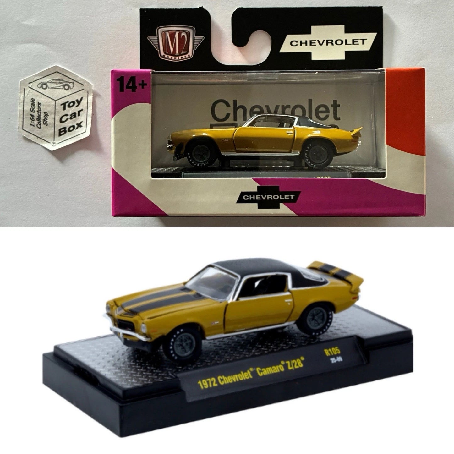 M2 MACHINES - 1972 Chevy Camaro Z/28 (Gold - Auto Thentics R105 - 1:64) L92g