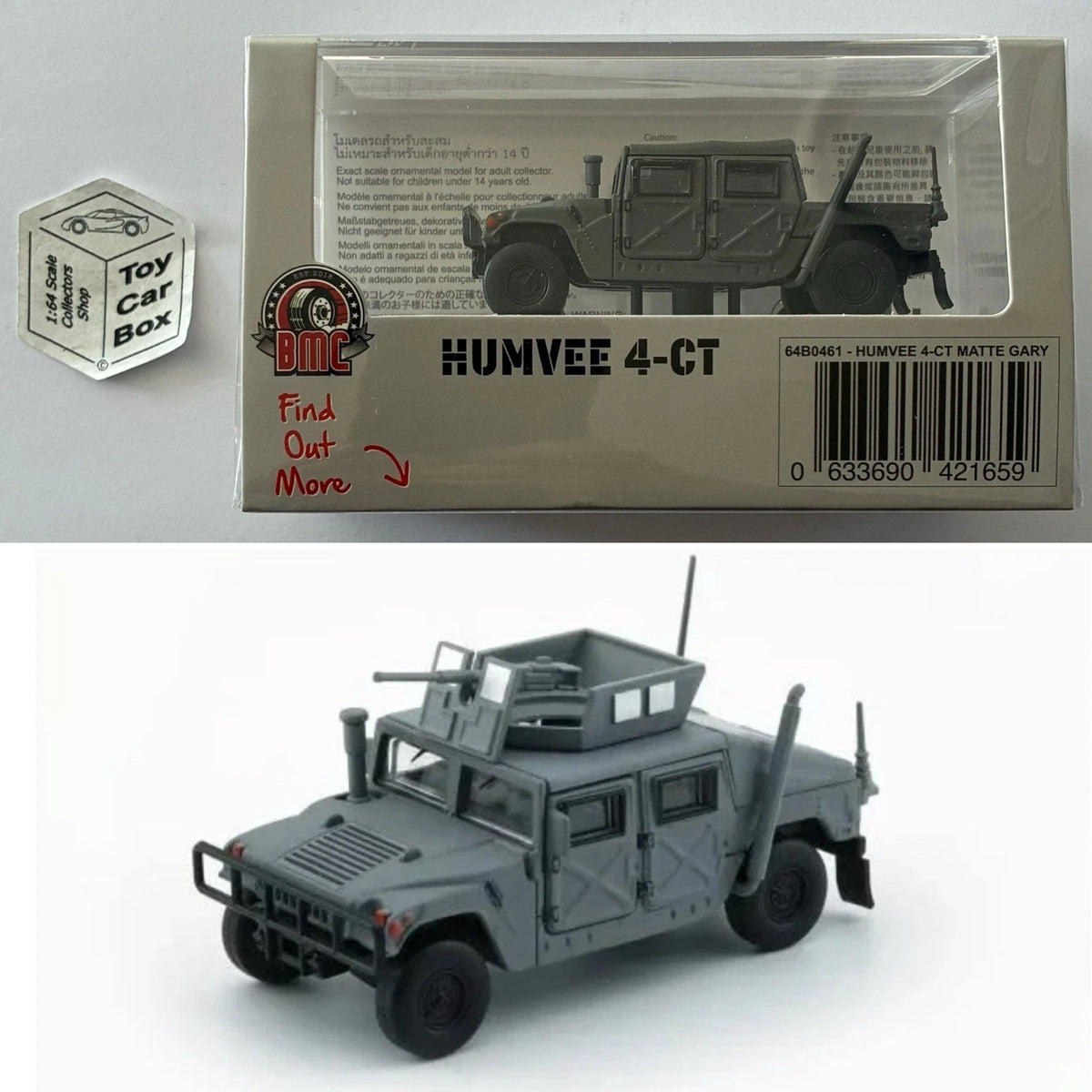 BM CREATIONS - Humvee 4-CT (1:64 Scale - Matte Grey - Sealed Box) P50g