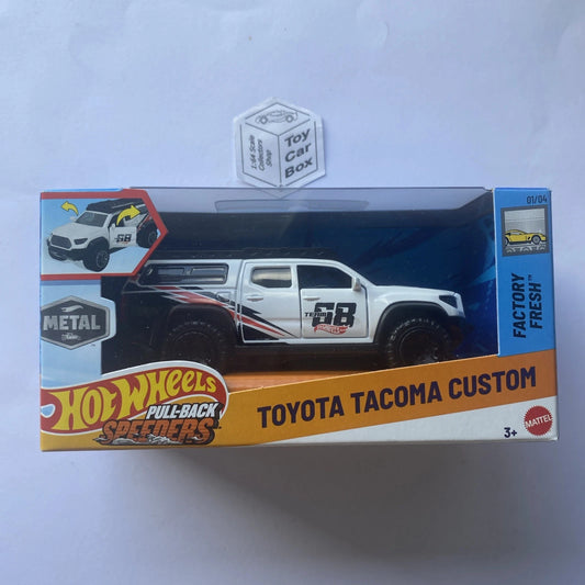 2025 HOT WHEELS 1:43* - Toyota Tacoma Custom (White - Pull-back Speeders) J80