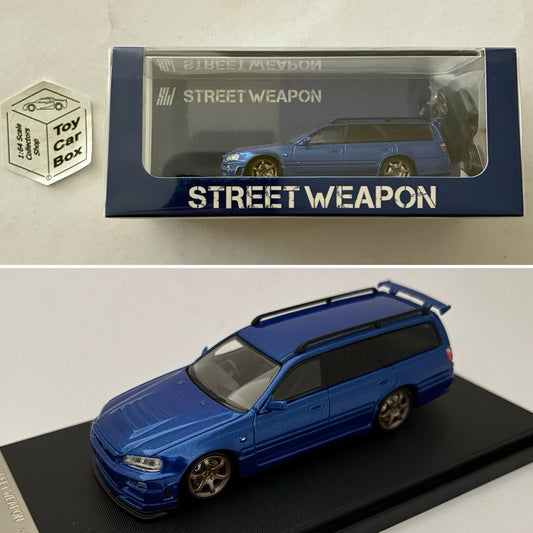STREET WEAPON - Nissan Stagea R34 Wagon (Blue - 1/64 Scale - Display Case) V13g