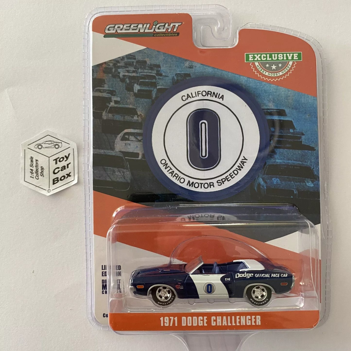 GREENLIGHT - 1971 Dodge Challenger (1:64 Ontario Motor Speedway Pace Car) I84g