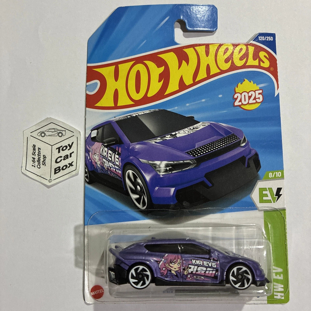 2025 HOT WHEELS #120 - Custom Kia EV (Purple #8 HW EV - Long Card) B00