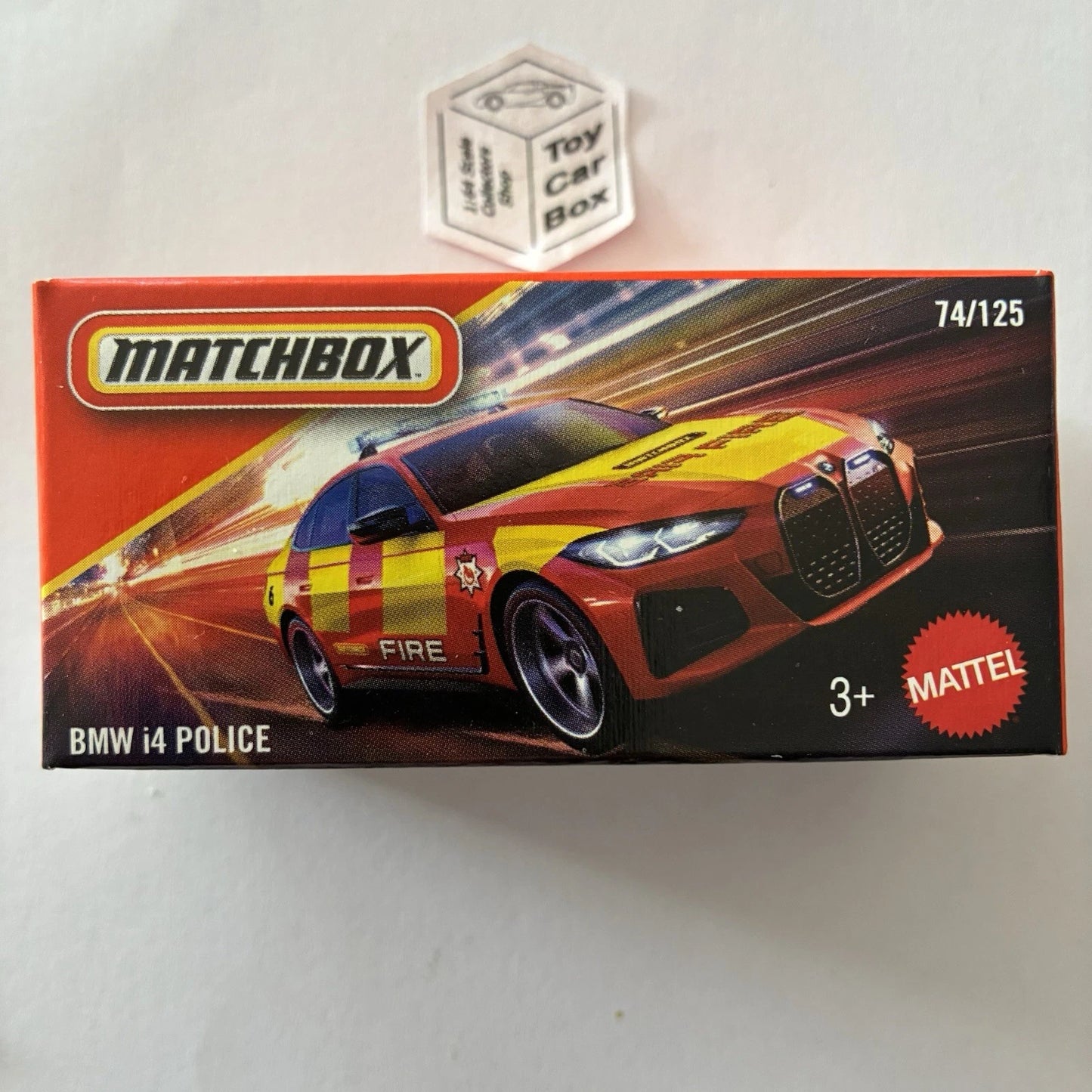 2026 MATCHBOX #74 - BMW i4 (Red & Yellow ‘Fire’ Vehicle - Power Grab) C50