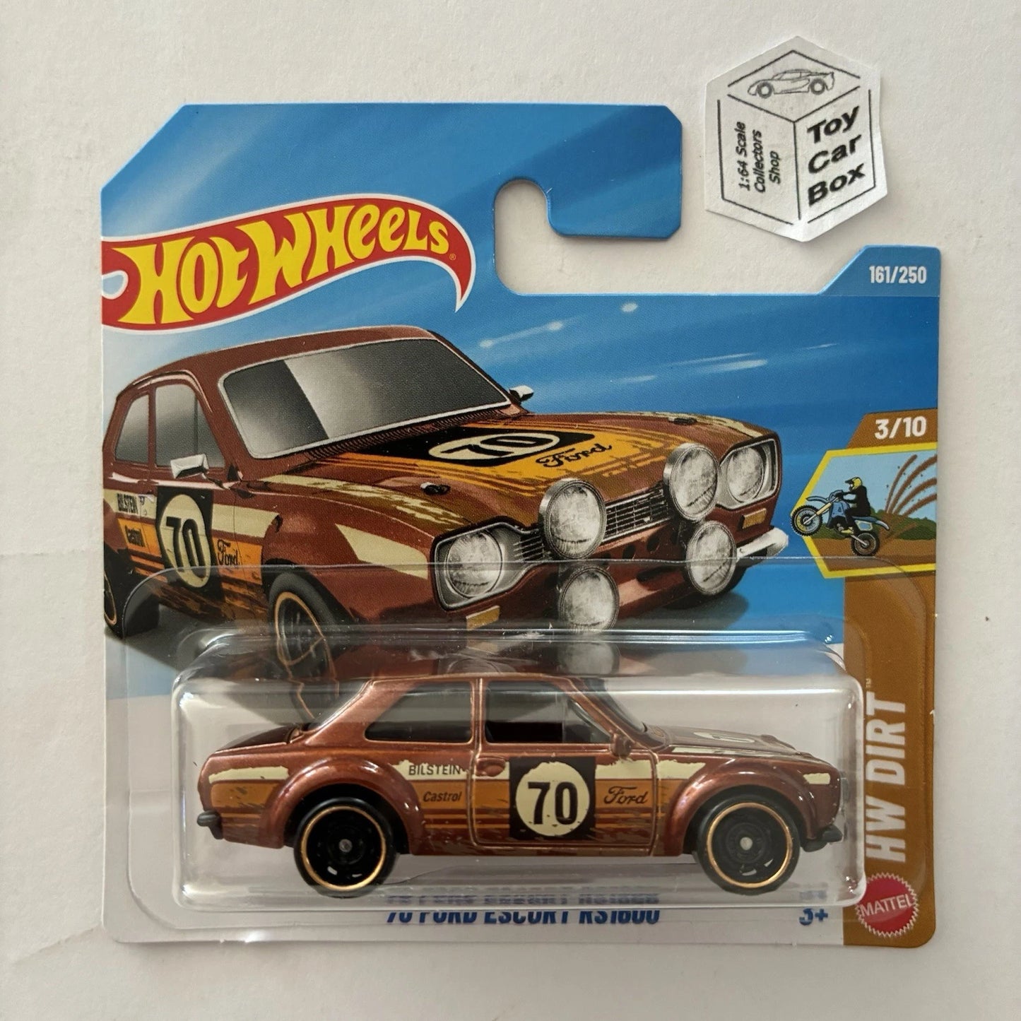 2026 HOT WHEELS #161 - ‘70 Ford Escort RS1600 (Bronze #3 HW Dirt Short Card) C75