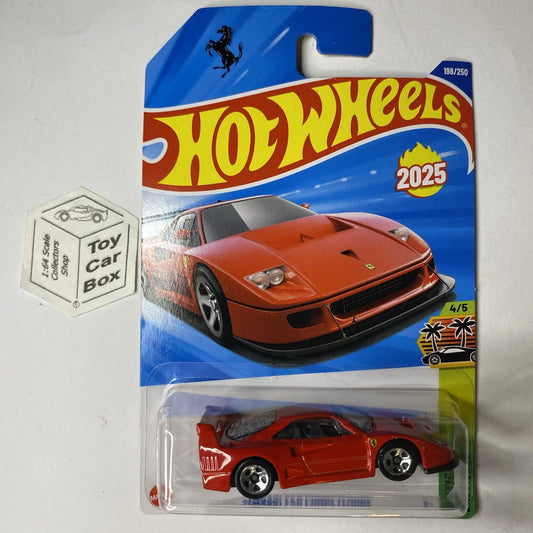 2025 HOT WHEELS #198 - Ferrari F40 Competizione (Red #4 Exotics -Long Card) A44