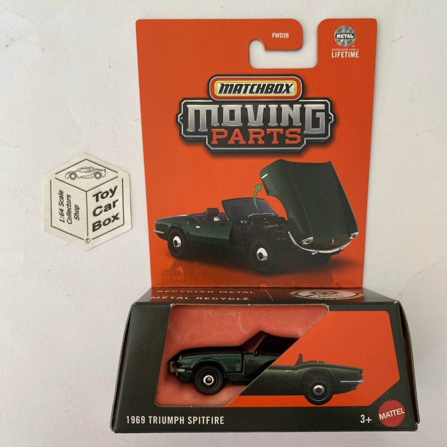 2025 MATCHBOX Moving Parts - 1969 Triumph Spitfire (Green #47 Opening Hood) D80