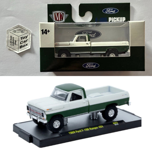M2 MACHINES - 1969 Ford F-100 Ranger (White & Green - Detriot Muscle R93) L92g