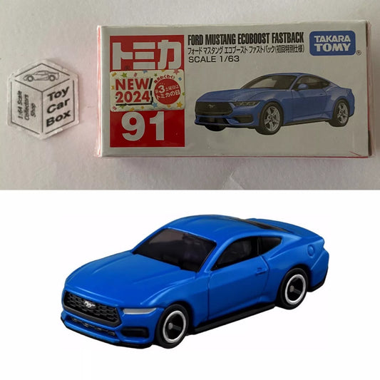 TOMICA Regular #91 - Ford Mustang Ecoboost (Blue First Edition - 1:63 Scale) F00