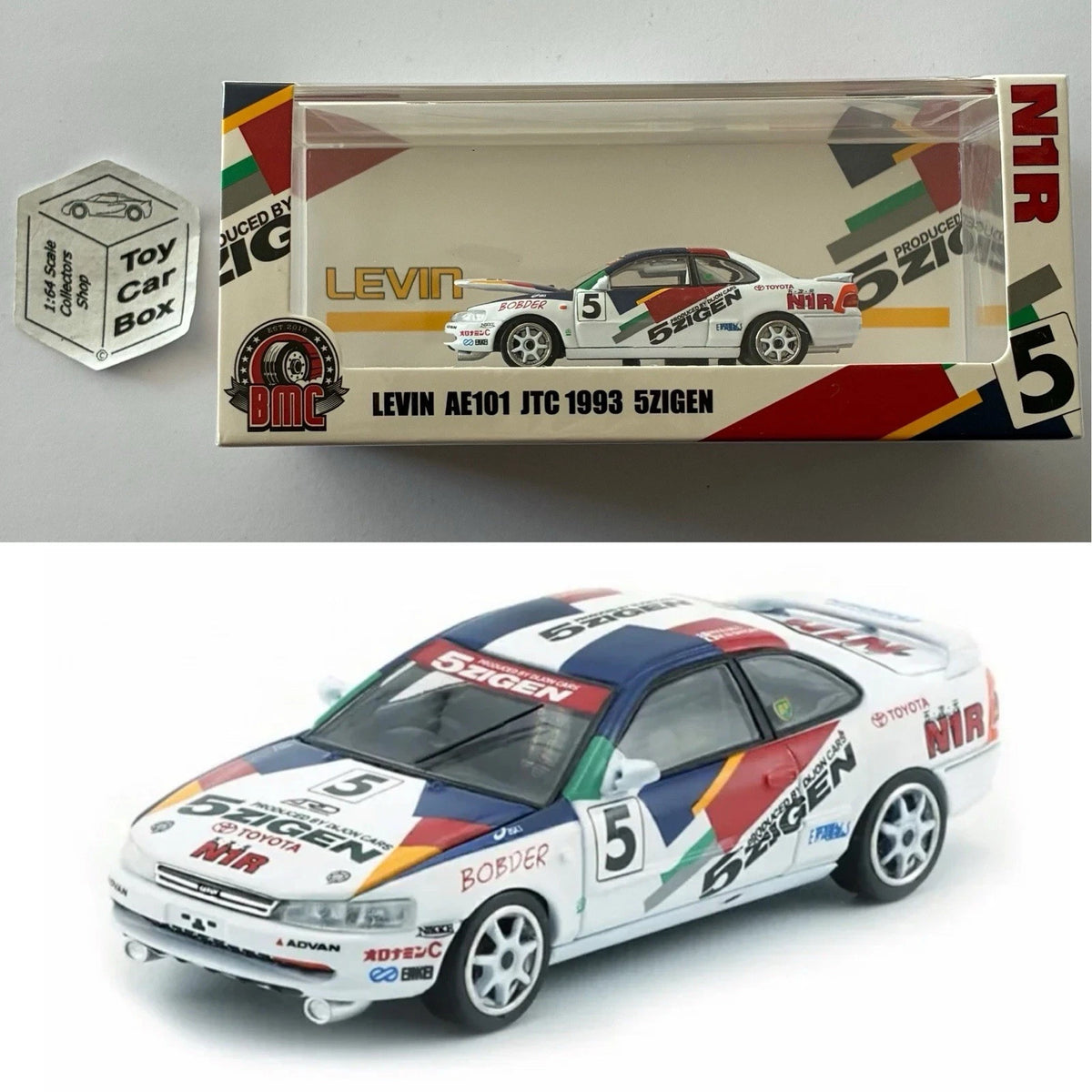 BM CREATIONS - Toyota Levin AR101 JTC 1993 (1:64 Scale - #5 5ZIGEN - Boxed) P50g