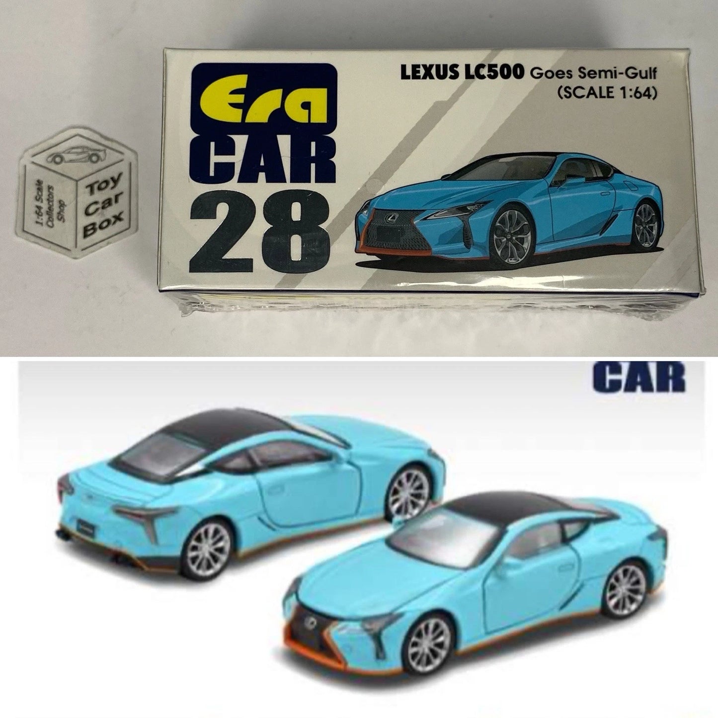 ERA CAR #28 - Lexus LC500 (1:64 Scale - Goes Semi Gulf (Blue) - Boxed) K00g