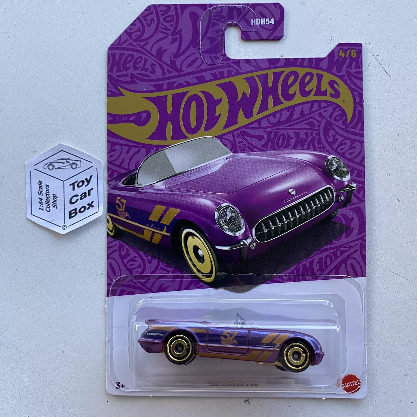 2025 HOT WHEELS Themed - ‘55 Chevy Corvette (#4 Purple & Gold) E00