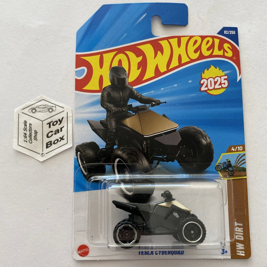 2025 HOT WHEELS #82 - Tesla Cyberquad (Recolour #4 HW Dirt - Long Card) A80
