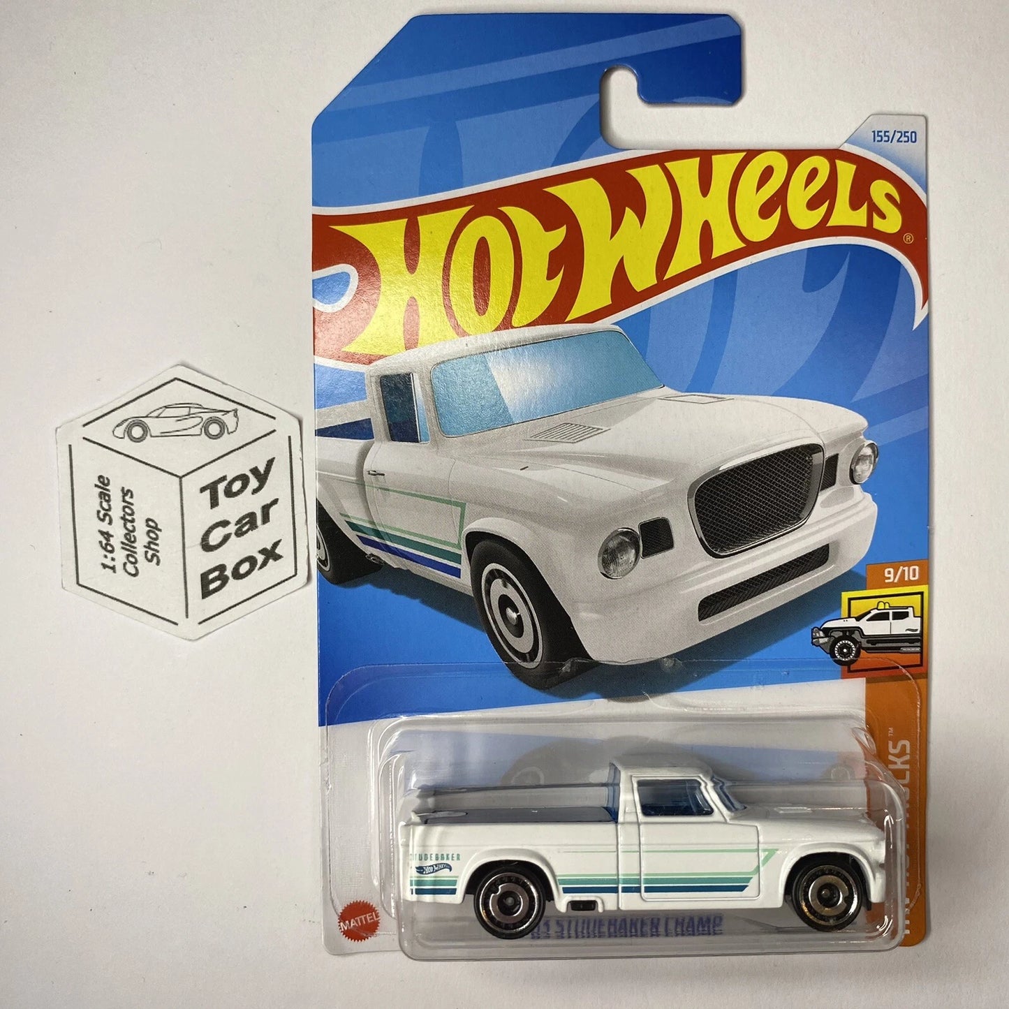 2024 HOT WHEELS #155 - ‘63 Studebaker Champ (White #9 Hot Trucks -Long Card) B04