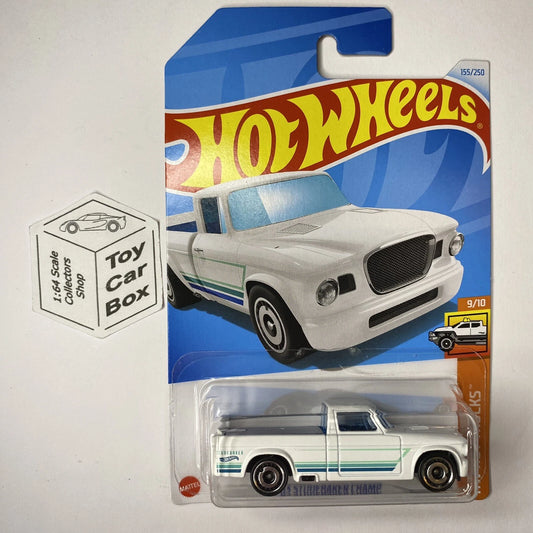 2024 HOT WHEELS #155 - ‘63 Studebaker Champ (White #9 Hot Trucks -Long Card) B04
