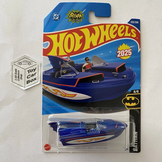 2025 HOT WHEELS #232 - 1966 Bat Boat (Blue #5 Batman - Long Card) A80