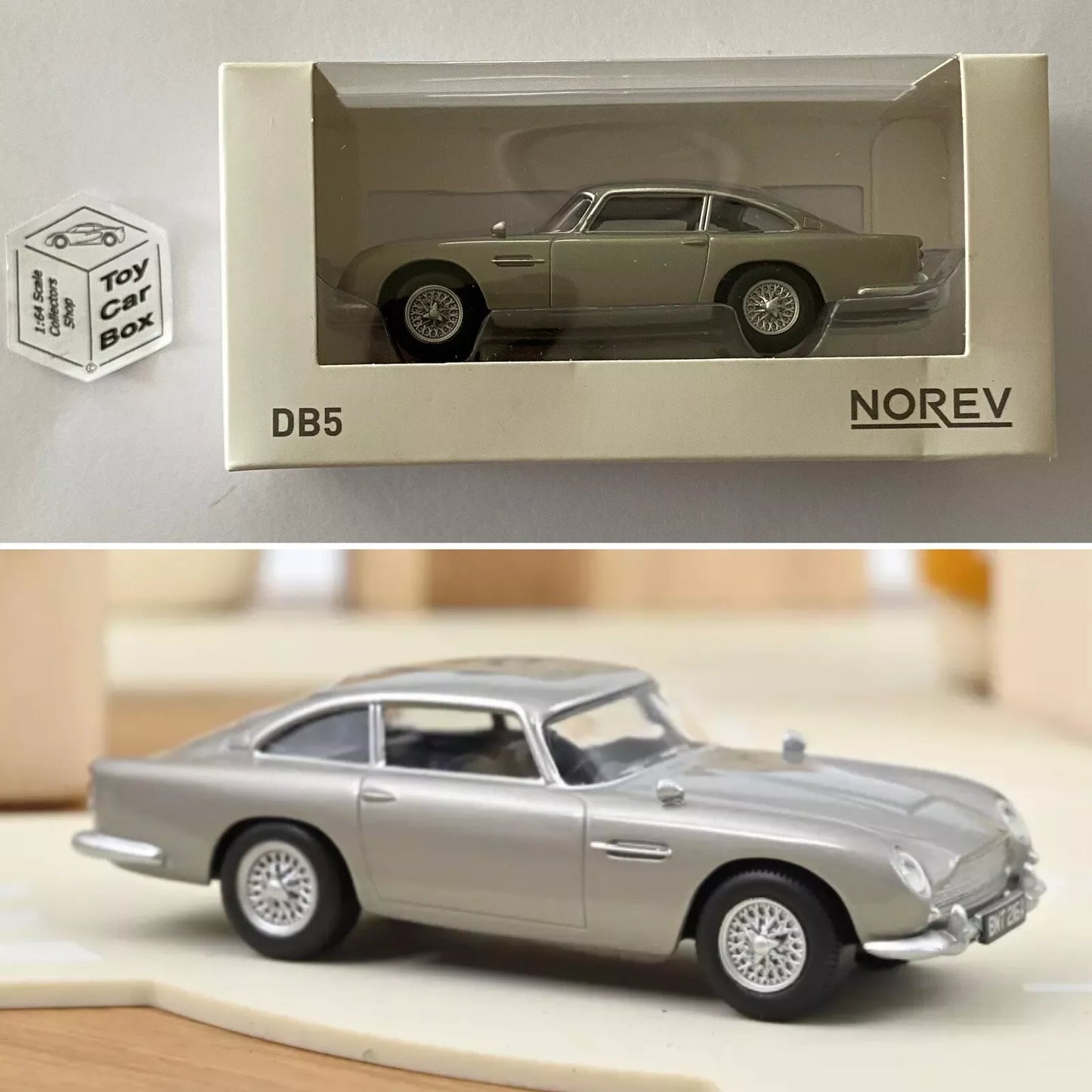 NOREV 1:43 Scale* - 1963 Aston Martin DB5 (Silver Birch - Jet Car -Boxed) N47g