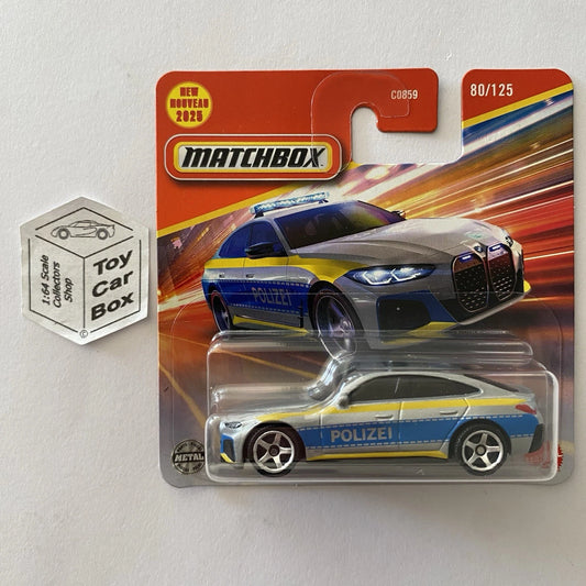2025 MATCHBOX #80 - 2023 BMW i4 Police Sedan (Short Card - Unopened) B19g