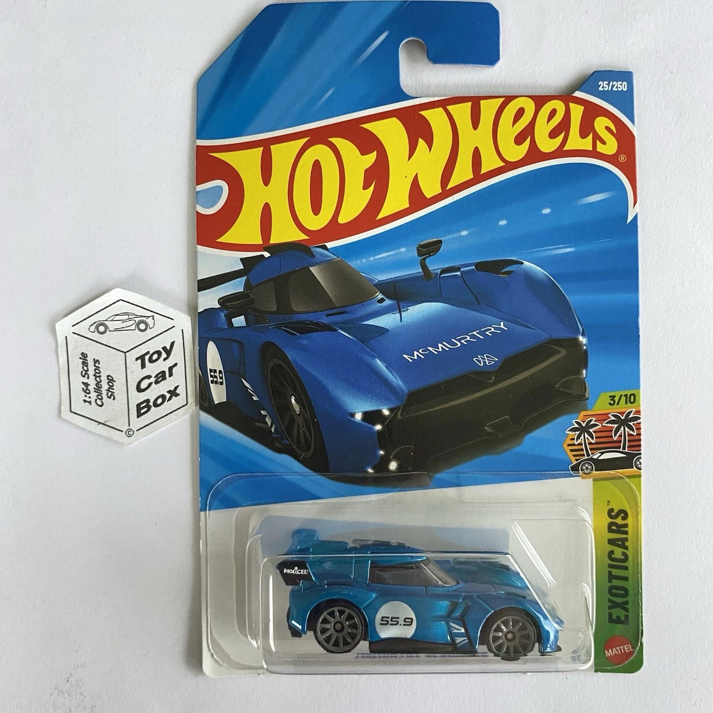 2026 HOT WHEELS #25 - McMurtry Speirling (Blue #3 Exoticars - Long Card) B00
