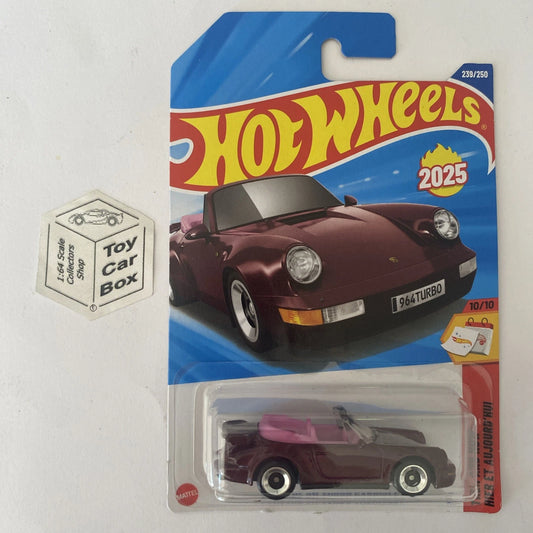 2025 HOT WHEELS #239 - Porsche 911 Turbo Cabriolet (Maroon - Long Card) A80