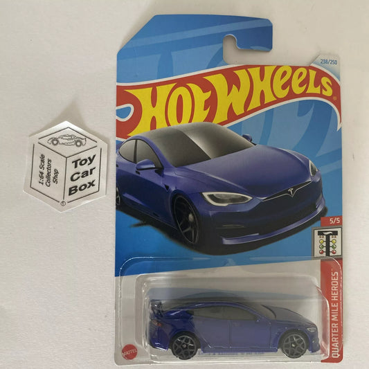 2024 HOT WHEELS #238 - Tesla Model S Plaid (Blue #5 Quarter Mile Heroes) B64