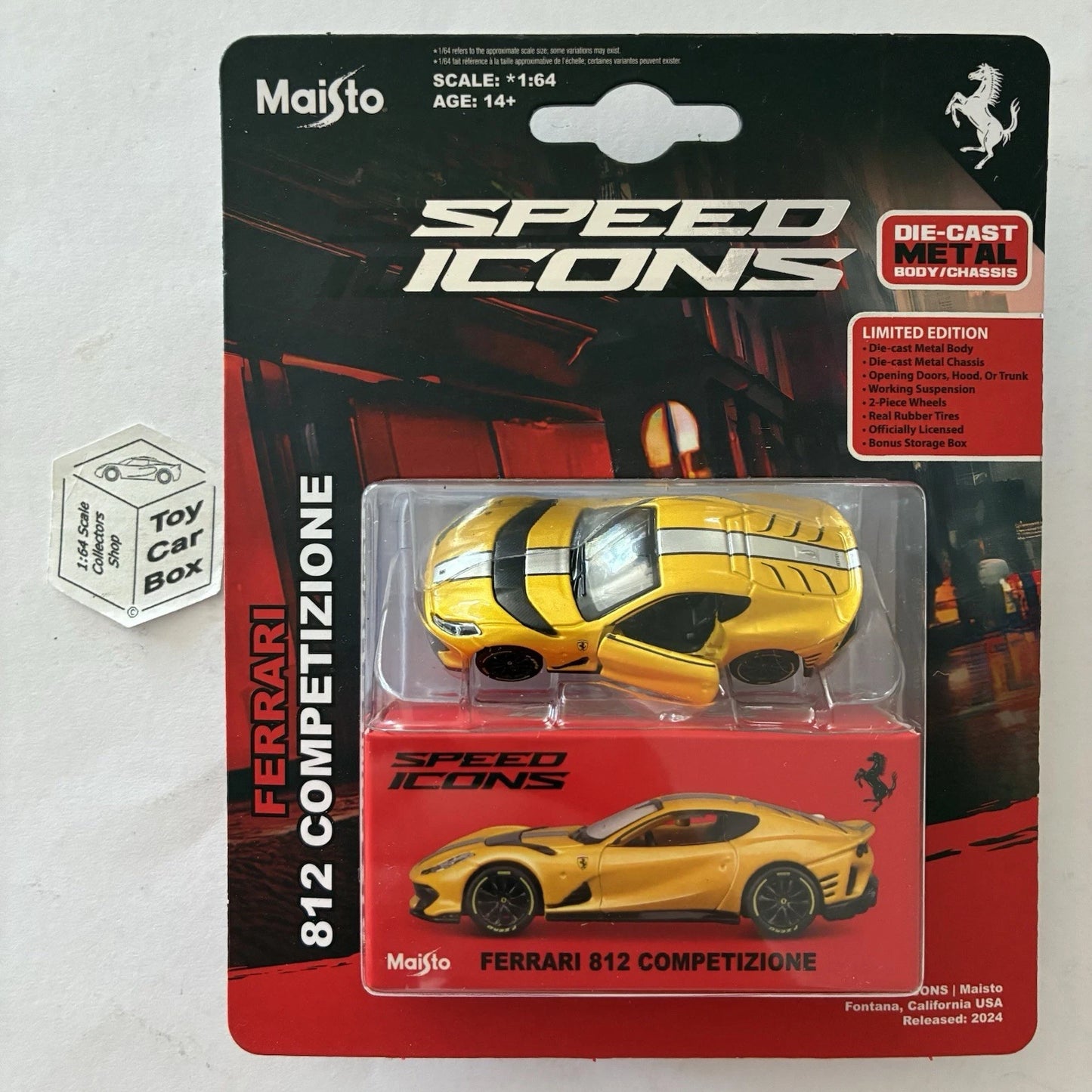MAISTO Speed Icons - Ferrari 812 Competizione (Yellow - Opening Doors) J15g