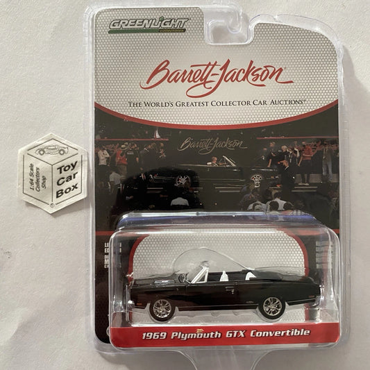 GREENLIGHT - 1969 Plymouth GTX Convertible (Black - Barrett Jackson S. 9) I80g