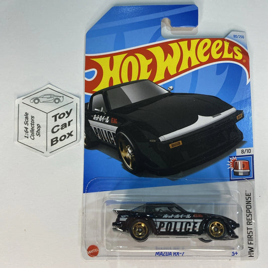 2024 HOT WHEELS #80 - Mazda RX-7 (‘Black’ Japan Police - Long Card) A80