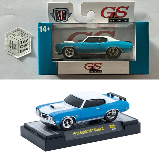 M2 MACHINES - 1970 Buick GS Stage 2 (Blue & White - Ground Pounders R32) L92g