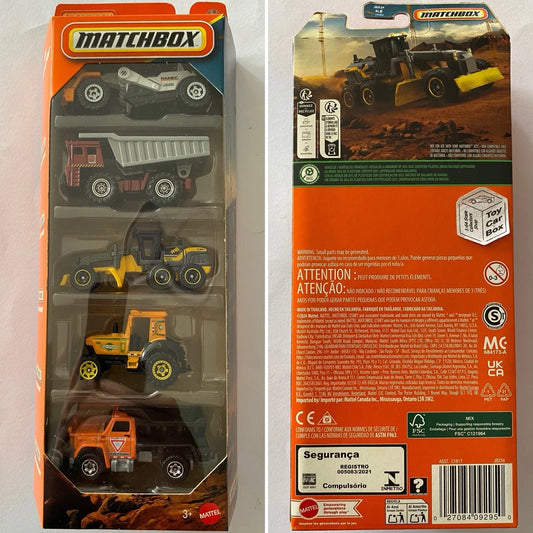 2025 MATCHBOX Construction 5 Pack (Inc. Plow Master, Road Scraper & more) L00