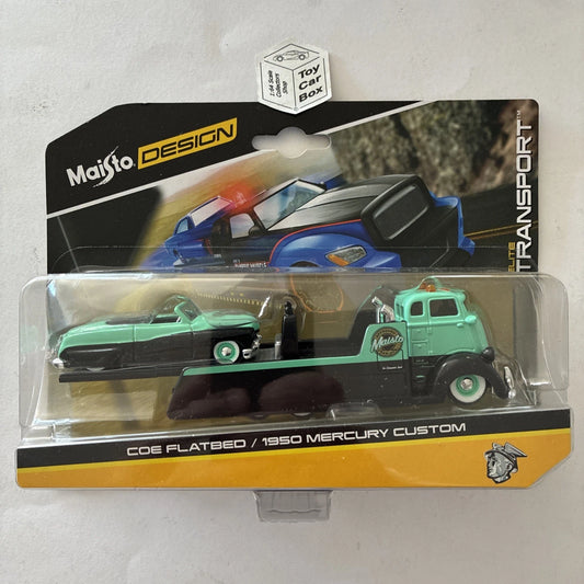 MAISTO 1/64 Transport - 1950 Mercury Custom & COE Flatbed (Green & Black) R98g