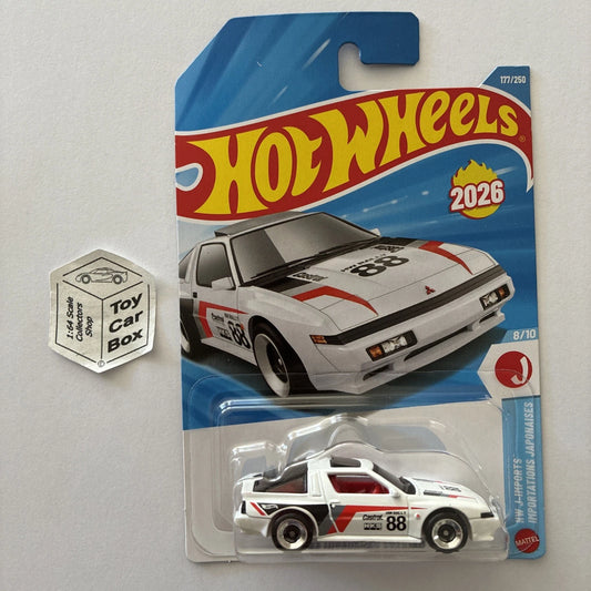 2026 HOT WHEELS #177 - ‘88 Mitsubishi Starion (White #8 J-Imports Long Card) B64