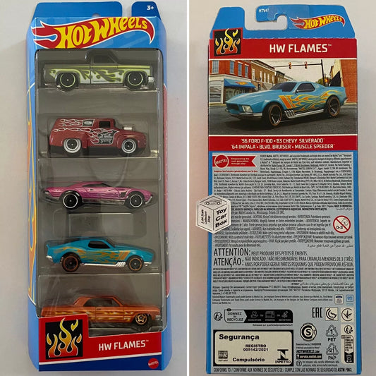 2024 HOT WHEELS HW Flames 5 Pack (Inc. ‘56 F100, ‘83 Silverado & ‘64 Impala) H10