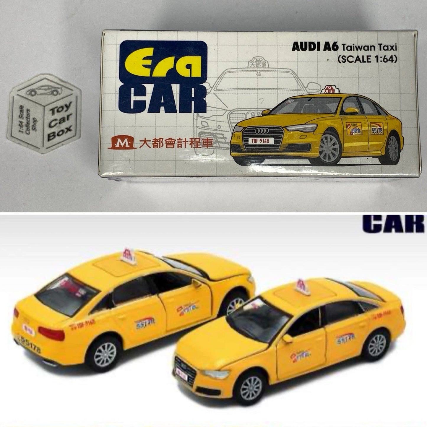 ERA CAR - Audi A6 Taiwan Taxi (1:64 Scale - Yellow - Boxed) K00g