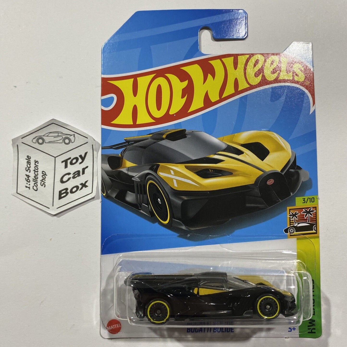 2024 HOT WHEELS #185 - Bugatti Bolide (Black & Yellow #3 Exotics -Long Card) A80