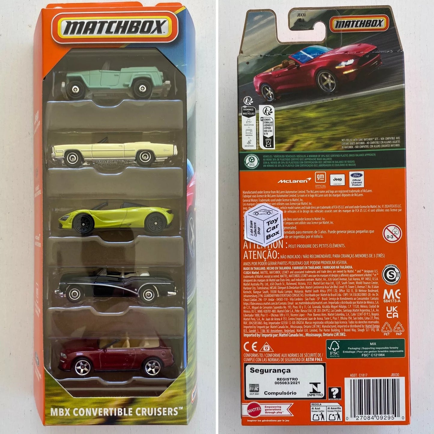 2025 MATCHBOX Convertible Cruisers 5 Pack (Inc. Cadillac, Mustang & McLaren) L75