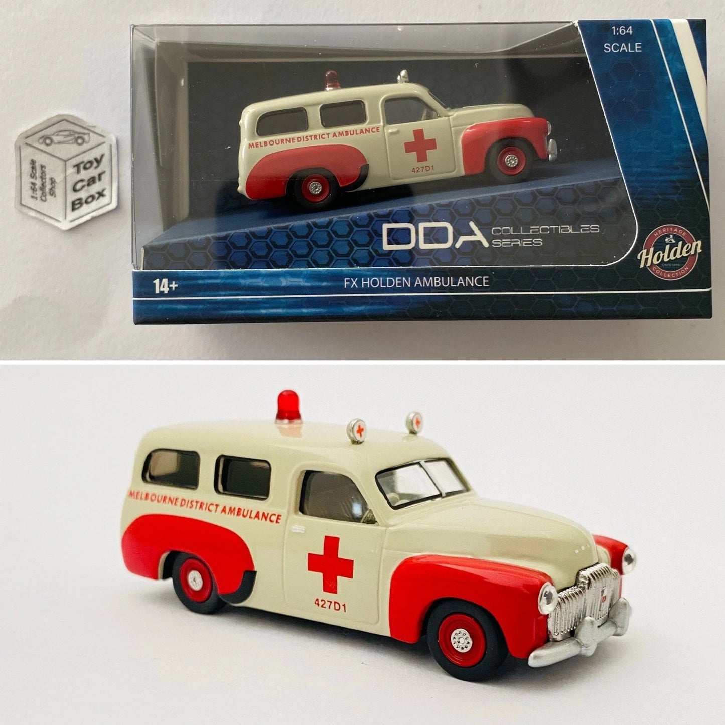 DDA Collectible - ‘55 Holden FX Ambulance (‘Melbourne District’ 1/64 -Boxed) O35